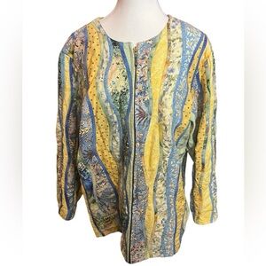 Handcrafted vintage patchwork quilted jacket lined and full zip ladies XL